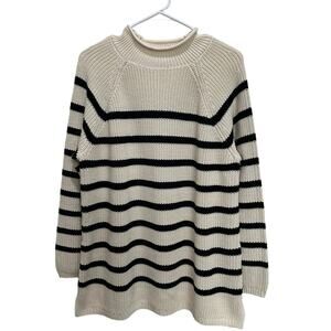 Vintage Talbots Striped Cotton Long Sleeve Mockneck Sweater Women’s Size L / XL